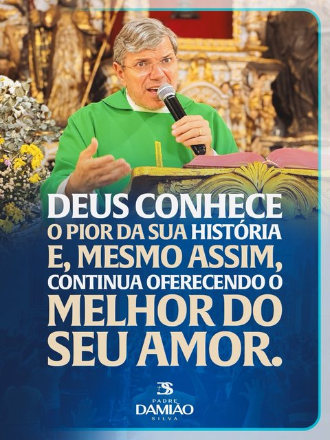 “Se Deus levasse em conta o seu passado, você não estaria lendo esta mensagem.”
Deus conhece o pior da sua história...
e, mesmo assim, continua oferecendo o melhor do Seu amor.
A sua culpa não é maior que a misericó…