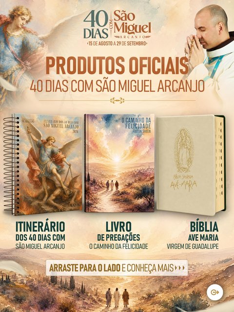 É com muita alegria que apresento, pela primeira vez, os produtos oficiais dos 40 Dias com São Miguel Arcanjo 2026! 🙏⚔️

Antes de tudo, quero lembrar: os produtos não são o mais importante. Se você não puder adquiri-l…