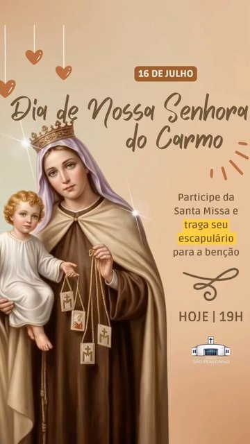 🌹 Hoje celebramos Nossa Senhora do Carmo! 🌹

Nossa Senhora nos aponta sempre para Cristo e nos convida a viver uma vida de fé, confiança e oração.

Nesta quarta-feira, participe da Santa Missa às 19h na Igreja São Per…