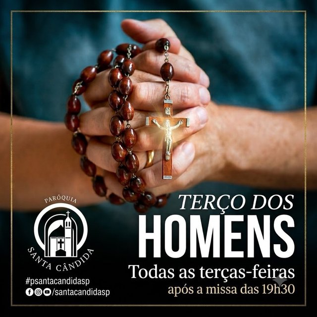 Amanhã é dia de Terço dos Homens!
Um momento de oração, fé e fraternidade, confiando à intercessão de Nossa Senhora nossas famílias, nosso trabalho e todas as nossas intenções.
Venha rezar conosco!
📅 Todas as terças…