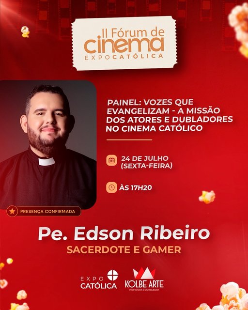 @peedsonribeiro 🙏 Presença confirmada no II Fórum de Cinema ExpoCatólica com a @kolbearte

Sacerdote, comunicador e gamer, Pe. Edson Ribeiro será o mediador do painel “Vozes que Evangelizam: a missão dos atores e dubl…