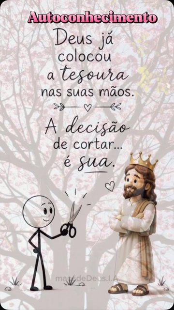 Amados 
#tbt de  #reflexão 
Deus já colocou a tesoura nas suas mãos!!!
A decisão de cortar... é sua!!!
CORAGEM ✂️🙌🙏
Vamos marcar e compartilhar juntos 🤗 #jesus 
Vocês aceitam cortar?!?!
Observação: #video #musica FANT…