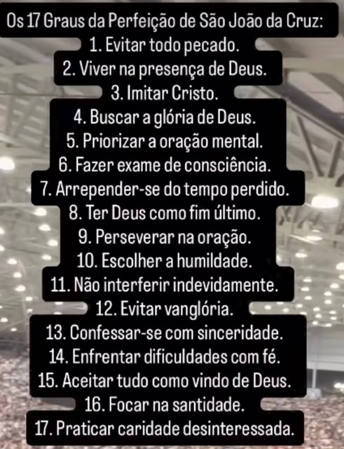 O @freigilson_somdomonte citou esses doze graus de São João da Cruz no PHN 2025. Vale a pena LER E RELER TODOS OS DIAS!