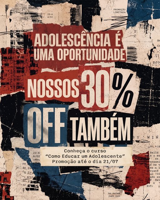 Não deixe a adolescência dos seus filhos passar em branco.
Para isso, não deixe passarem nossos 30% OFF, que só vão até o dia 21.
Faça sua assinatura e comece a assistir ao curso “Como Educar um Adolescente” hoje m…