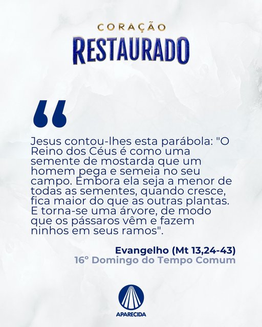 🌾Liturgia Dominical | 16º Domingo do Tempo Comum
No Evangelho de hoje, Jesus nos lembra que o Reino de Deus cresce muitas vezes em silêncio, nos pequenos gestos e na perseverança.
Nem sempre entendemos o tempo das c…