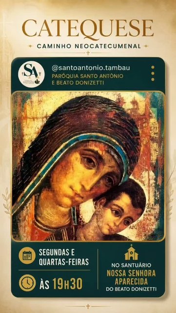 🌟 Catequese – Caminho Neocatecumenal 🌟
Você deseja aprofundar sua fé, conhecer mais a Palavra de Deus e fazer uma verdadeira experiência de encontro com Cristo?
A Paróquia Santo Antônio e Beato Donizetti convida voc…