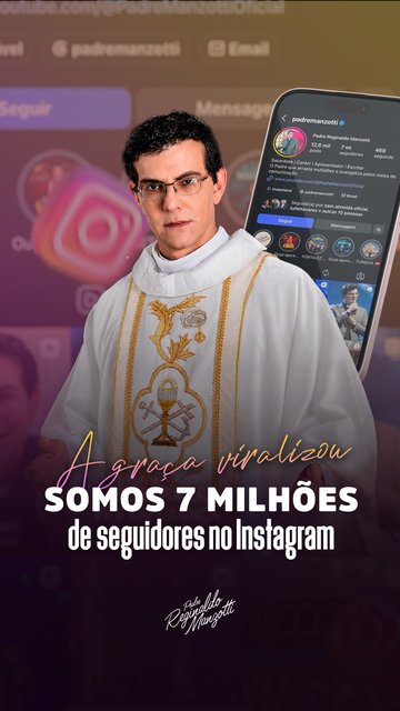 Conseguimos! Chegamos a 7 milhões de seguidores no Instagram.
Obrigado por cada curtida, cada comentário, cada oração, cada compartilhamento e por convidar outras pessoas para fazerem parte da Família Evangelizar.
C…