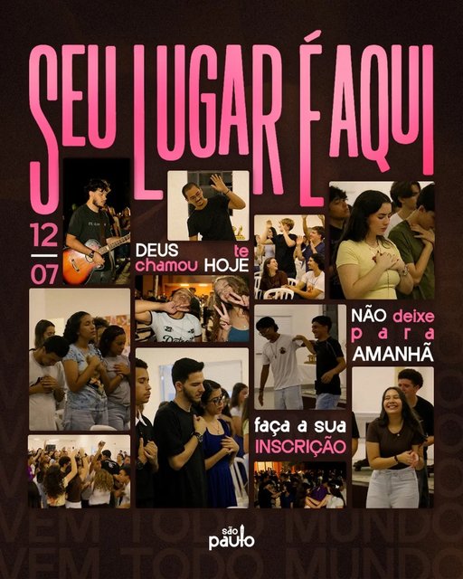 🔥 EI, JUVENTUDE SÃO PAULO!
Existem momentos que podem marcar a nossa vida para sempre.
Um encontro, uma amizade, uma oração… às vezes, basta dizer “sim” para viver algo novo.
Esperamos você no nosso primeiro encont…
